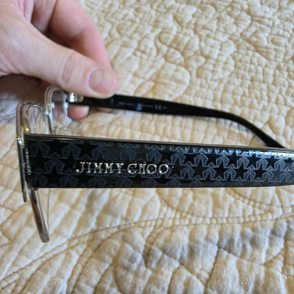 Jimmy Choo JC206 Women's Eyeglasses Black Metal Star Temple Frames w/ Case Italy